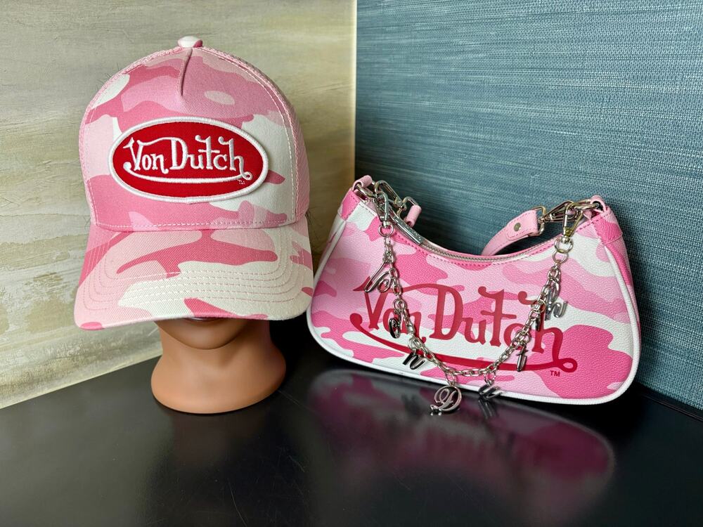 NWOT Pink Camo Von Dutch Bag & Hat Bundle